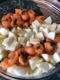 Salade de fruits pommes melon menthe vanille citron