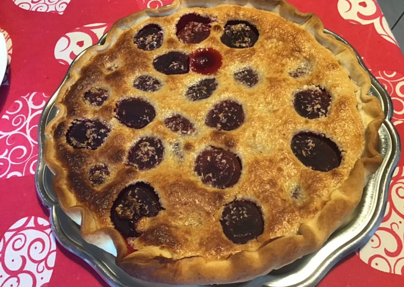 Tarte aux pêches de vigne et noix de coco