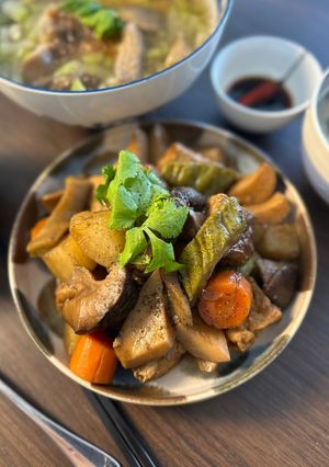 A picture of Vietnamese Braised Mixed Veggies & Tofu | Rau Củ Kho Đậu Hủ.