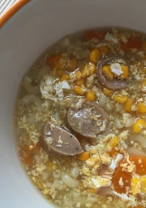 Foto resep Sop jagung wortel sosis telor kental dengan makaroni 🍵