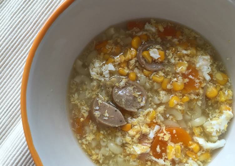 Sop jagung wortel sosis telor kental dengan makaroni 🍵