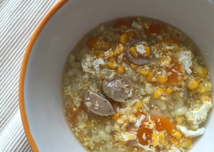 6 Resep: Sop jagung wortel sosis telor kental dengan makaroni 🍵 Untuk Pemula!