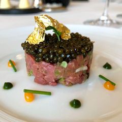 A picture of Tuna with Soy Caramelized Pomegranate.