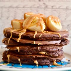 Chocolate Peanut Butter Stuffed Pancakes A picture of Chocolate Peanut Butter Stuffed Pancakes.