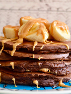 A picture of Chocolate Peanut Butter Stuffed Pancakes.