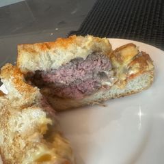 A picture of Worlds Best Beef buger in a Bun - This is a mix of 5 Guys / BK / and BM - try it - Healty option!.