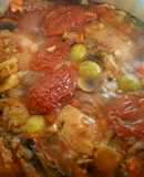 Galta de cerdo guisada con verdura y tomate seco a la Camarlenca