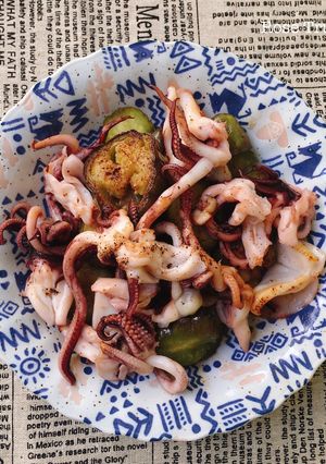 Hình của món Cà Tím Xào Mực.