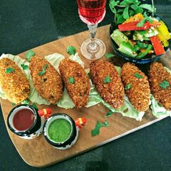 A picture of Cheese Corn Stuffed Dalia Kibbeh.