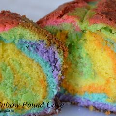 A picture of Rainbow Pound Cake.