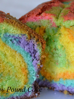 A picture of Rainbow Pound Cake.