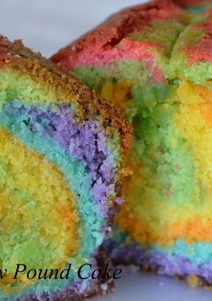 A picture of Rainbow Pound Cake.