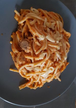 Una foto de Pasta en crema de chipotle y champiñones
