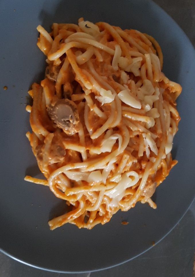 Una foto de Pasta en crema de chipotle y champiñones