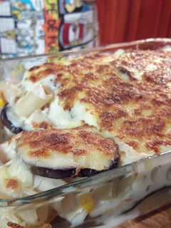 Una foto de Molde de pastas y berenjenas