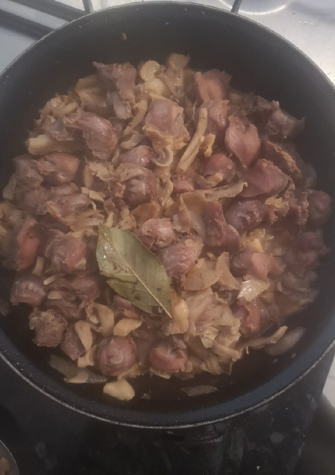 Una foto de Mollejas de pollo con setas