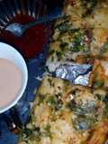 Pizza bread with shami kabab