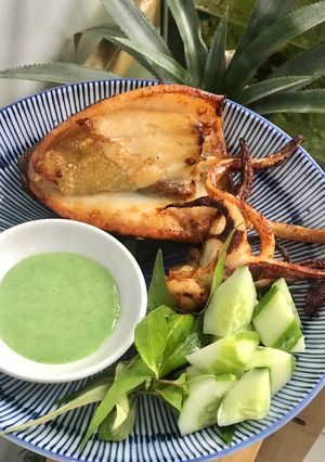 Hình của món Mực nướng muối ớt xanh.