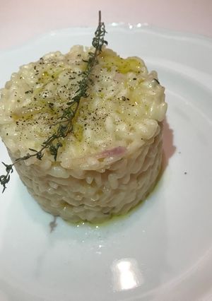A picture of Risotto with Organic Parmigiano Reggiano and Thyme.