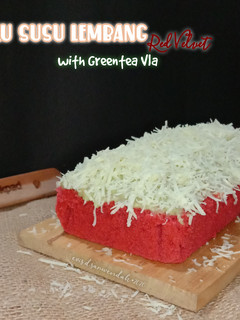 Foto resep Bolu Susu Lembang Red Velvet with Greentea Vla