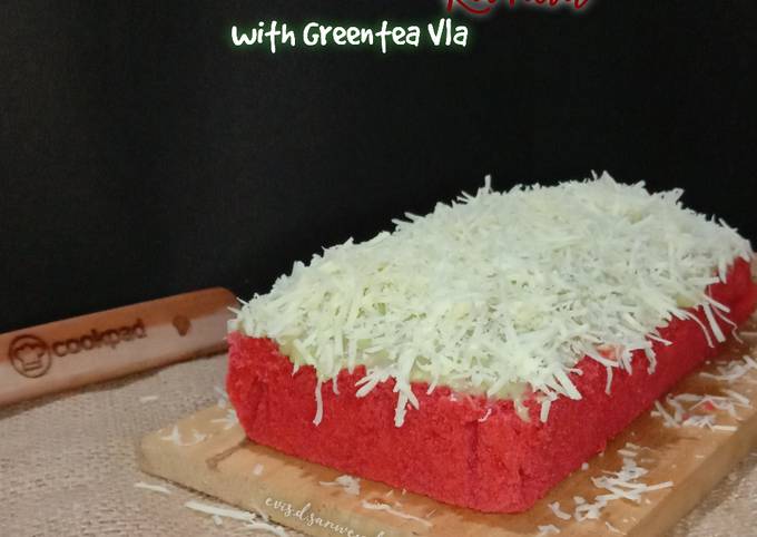 Standar Resep gampang buat Bolu Susu Lembang Red Velvet with Greentea Vla  menggugah selera