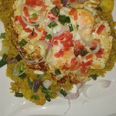 A picture of Stir Fried Rice with Minced Meat and Sunny Side up Egg.