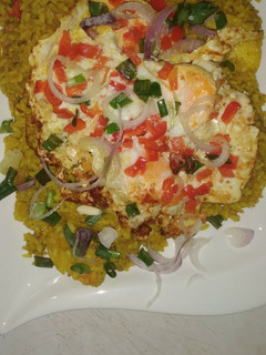 A picture of Stir Fried Rice with Minced Meat and Sunny Side up Egg.