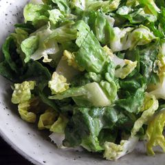 A picture of Lettuce Salad with Basil Sumiso Dressing.