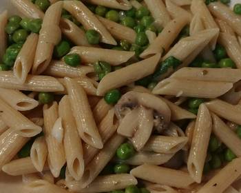 Unique Cuisine Peas mushrooms and pasta Delicious Simple