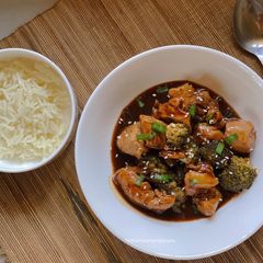 A picture of Teriyaki Chicken with Broccoli & Mushrooms.
