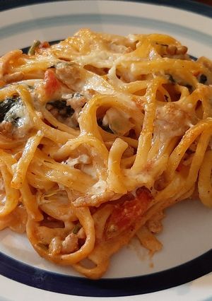 Tejszínes rakott tészta darált hússal recept fotója