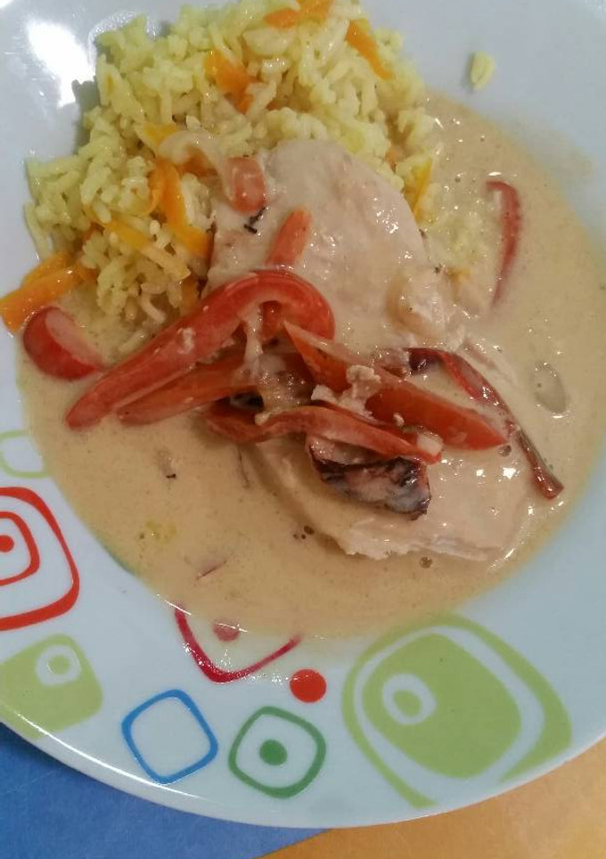 Una foto de Pollo en crema en 4 pasos