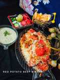 Red potato beef biryani