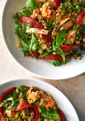 A picture of Pearl Barley, Chicken & Sweet Potato Salad.