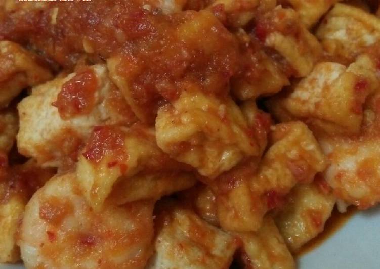 Tumis tahu udang pedas manis
