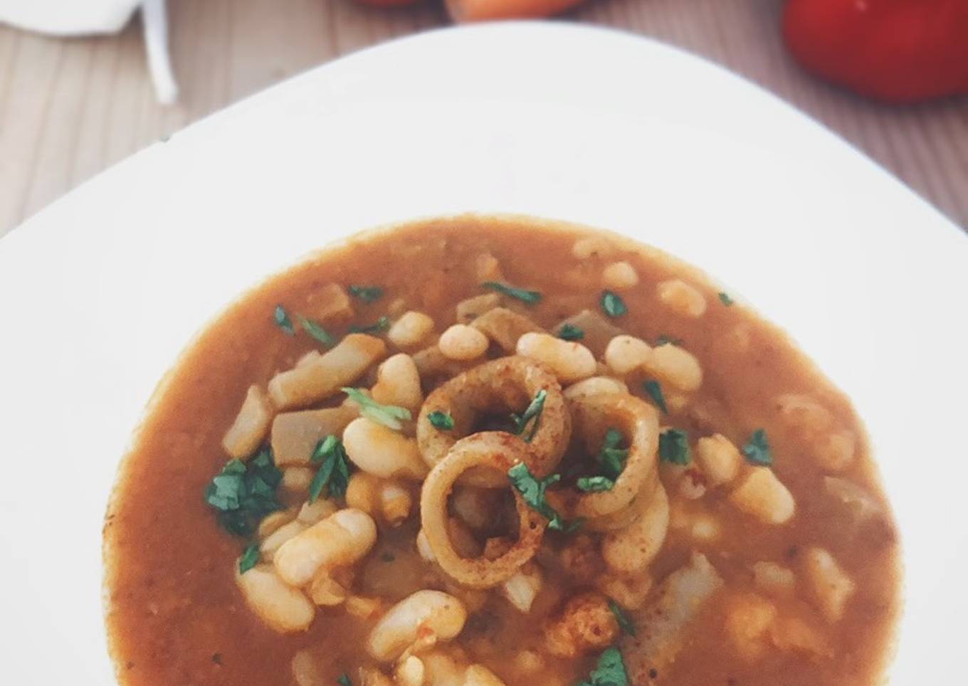 Alubias con calamares