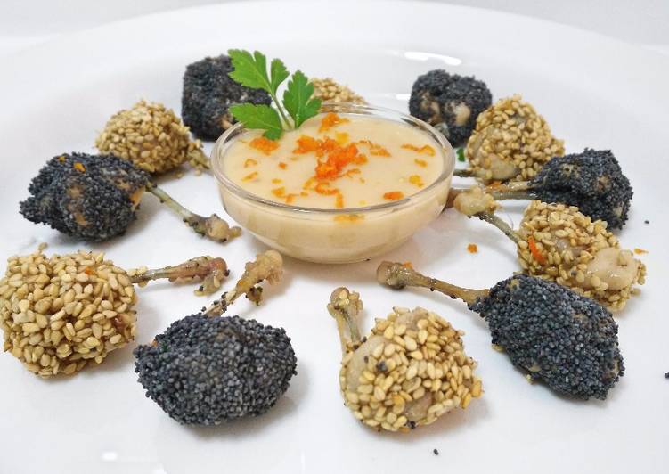 Ancachups al confite de vermut rojo con sémillas de amapola y sésamo