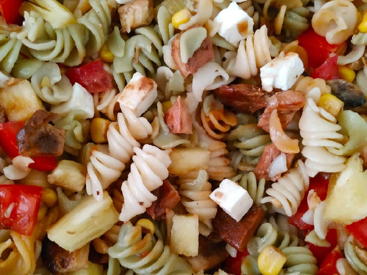 Receta Ensalada de pasta con pollo teriyaki  que Delicioso