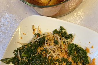 Cara Gampang Membuat Ayam Panggang Bumbu Rujak dan Urap-urap Daun Kale Enak