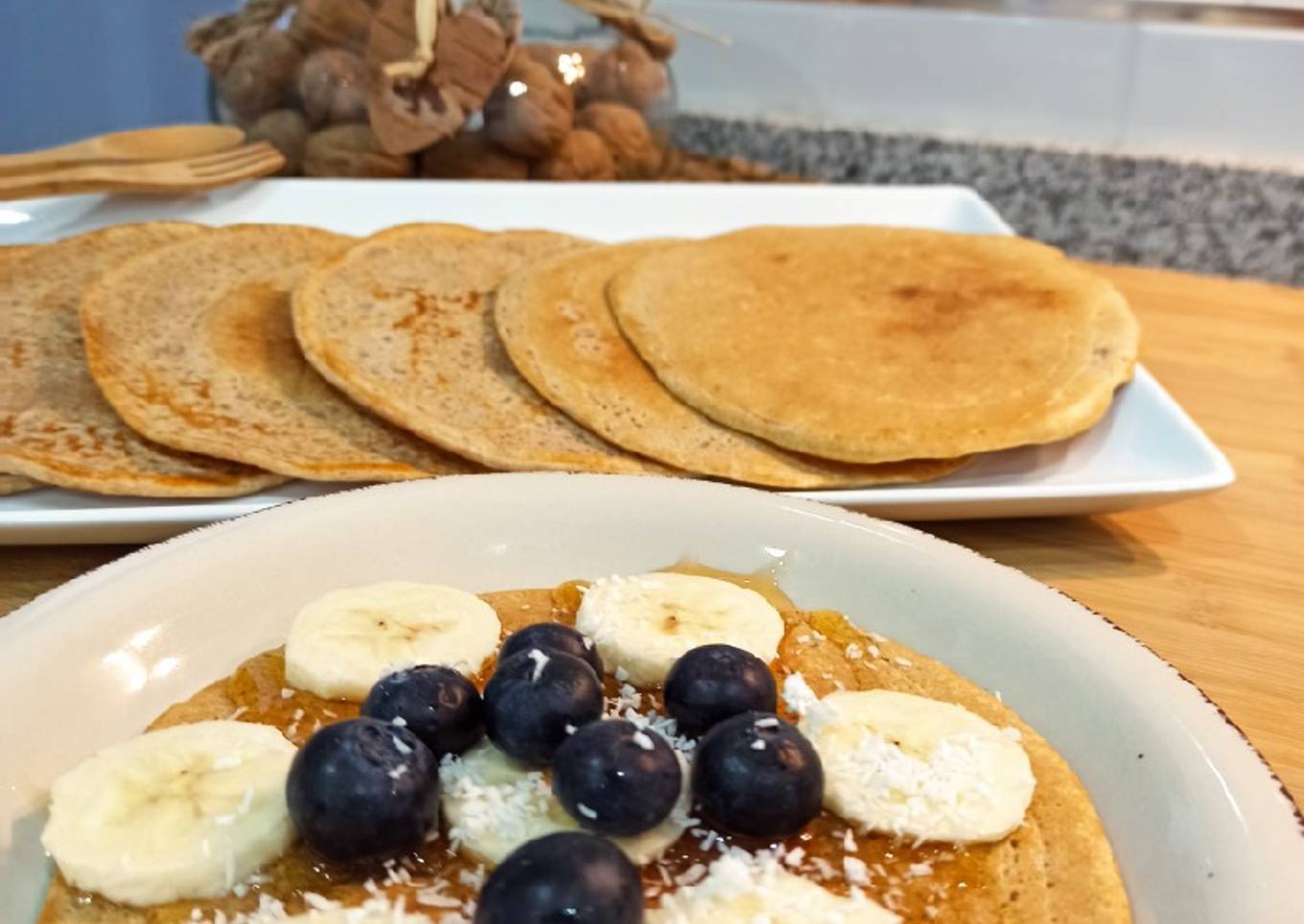 Tortitas integrales con harina de espelta 🥞 y miel 🍯