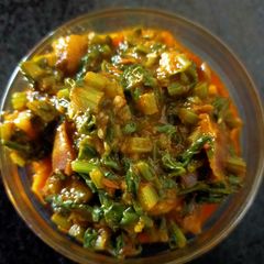A picture of Brinjal Spinach Sabzi.