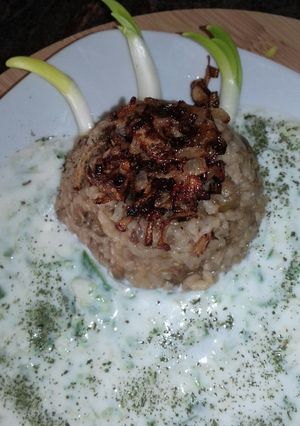 A picture of Mujadara Rice.