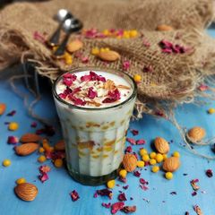 A picture of Motichur kheer parfait / fusion dessert.