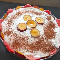 A picture of Guava and Plums Trifle.