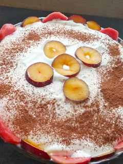 A picture of Guava and Plums Trifle.