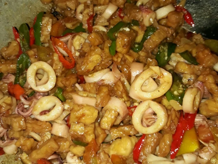 Cara Gampang Membuat Resep  Orek cumi asin + tempe yang Lezat, Enak Banget