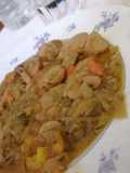 Carne y verduras bien cocinadas