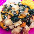 Ensalada caliente de espinaca y tofu con coco 🥥