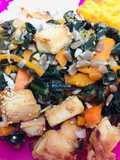Ensalada caliente de espinaca y tofu con coco 🥥