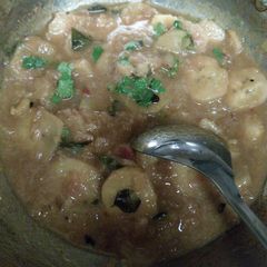 A picture of ARATIKAYA PULUSU(raw banana curry).